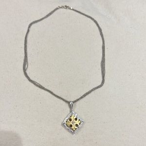 Charles Krypell 18 Karat white and yellow gold diamond pendant